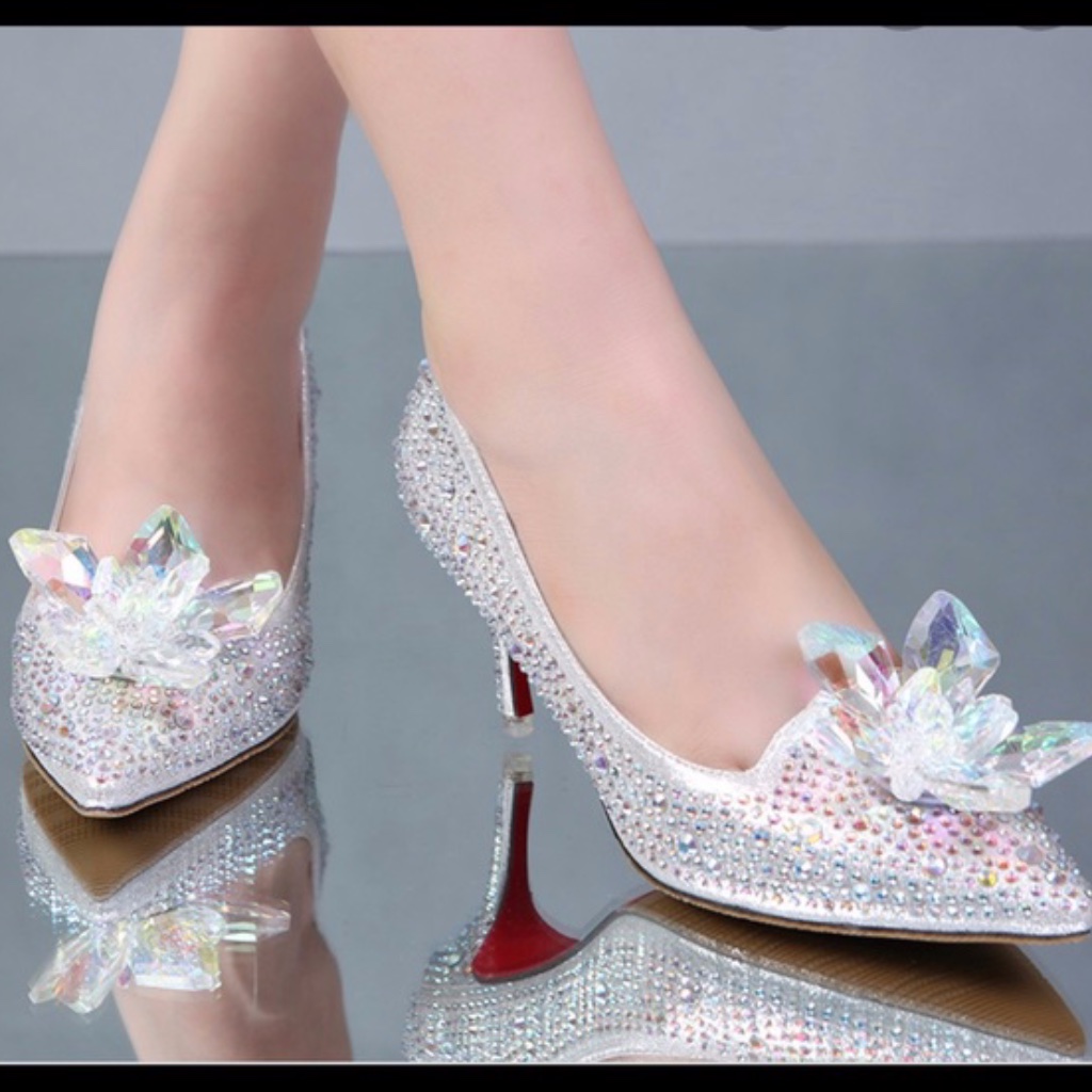 Yasibeina Crystal Covered Heels Flower Eu 41